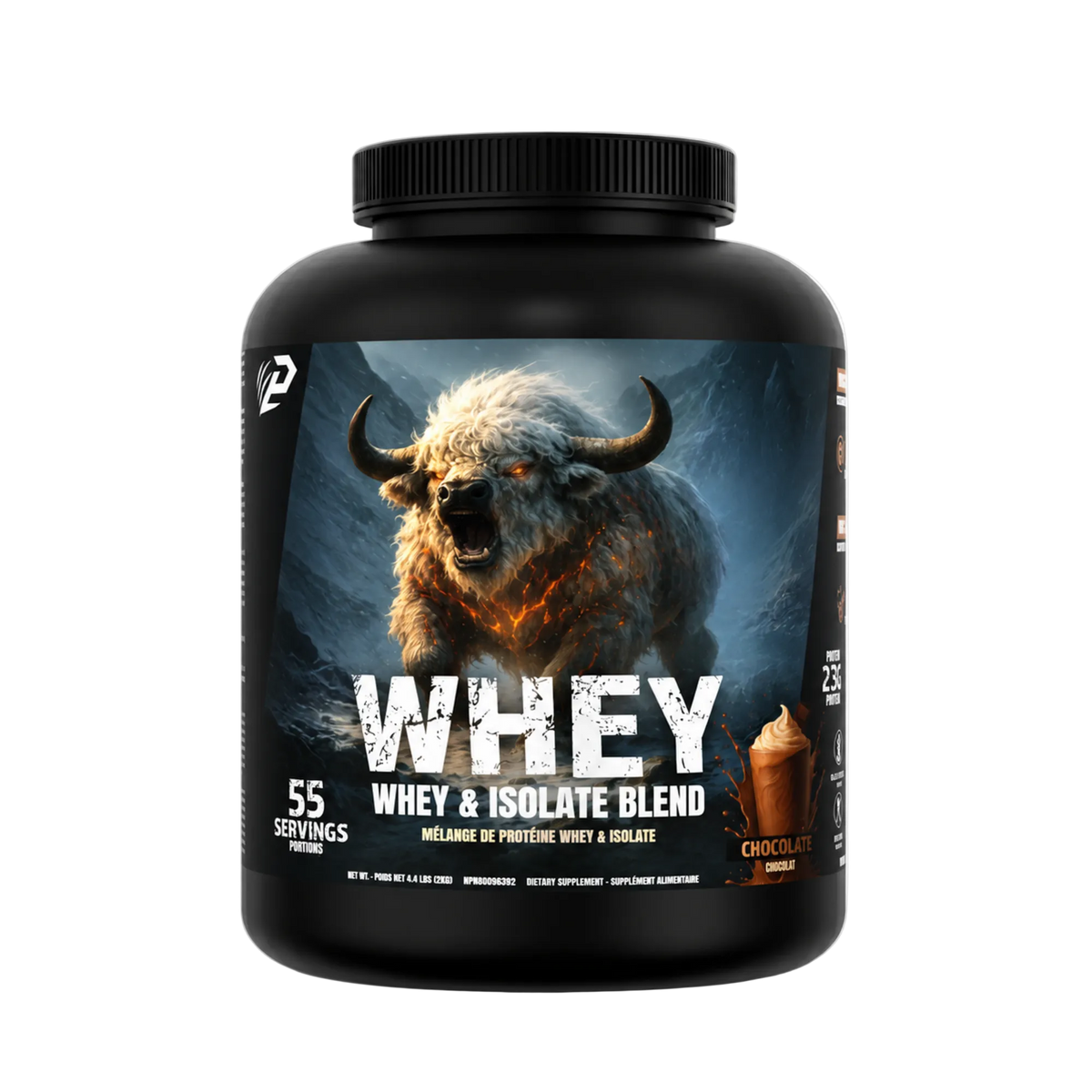 Predator Whey 2kg - Whey and isolate lactoserum protein powder Blend, 55 servings,