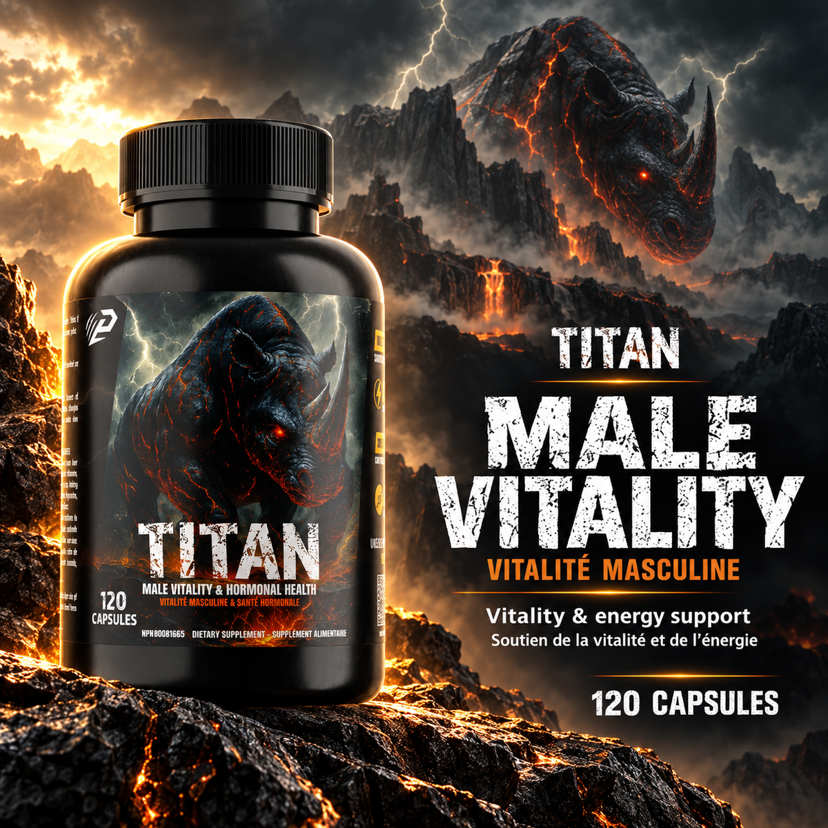 Titan Test 120 Capsules - Testosterone amplificator for Men