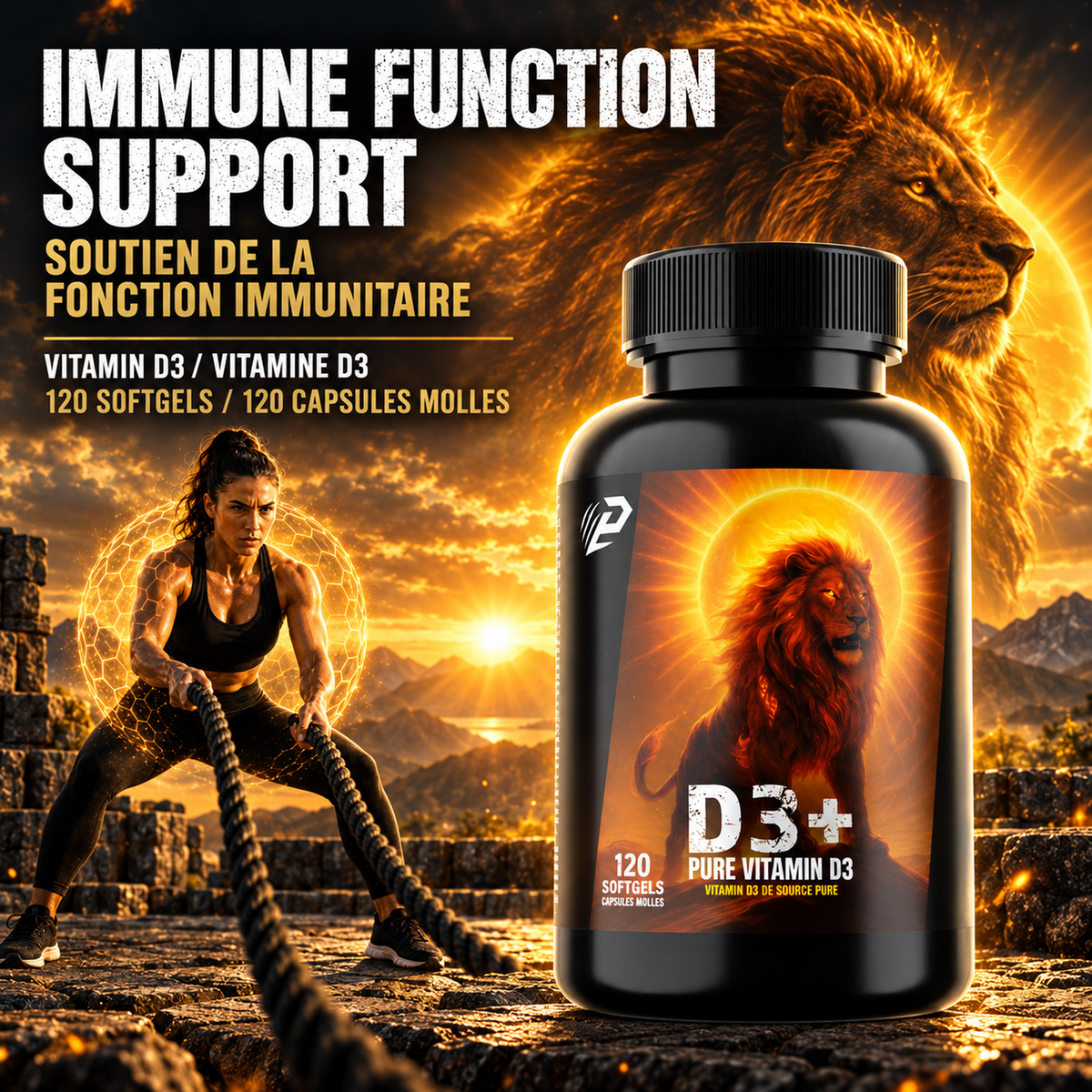 D3+ Pure Vitamin D3 Supplement 2,000 IU 120 Softgels