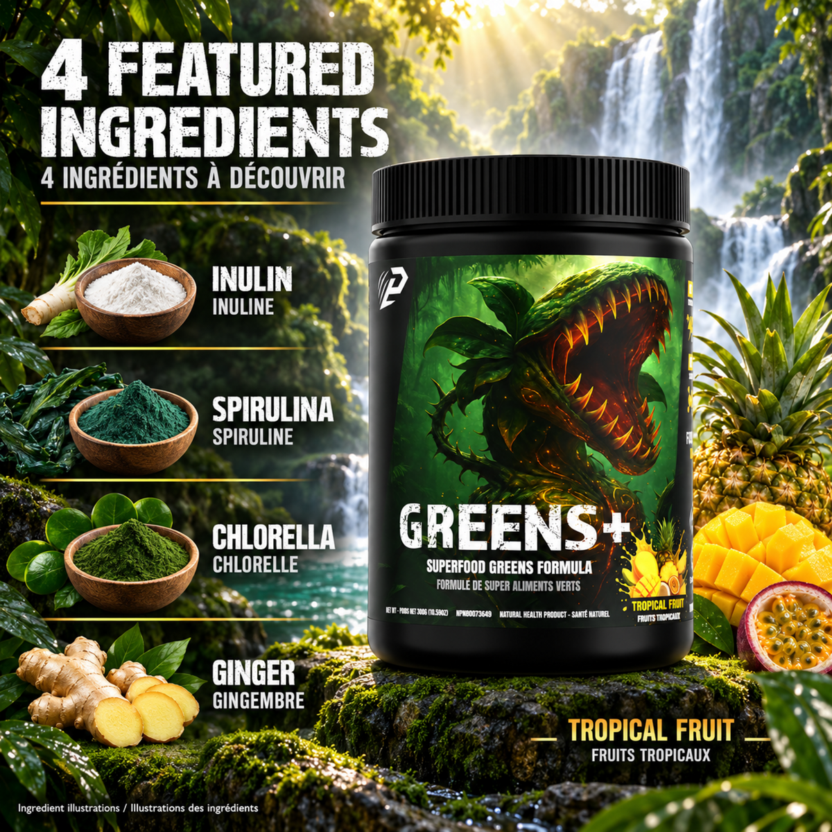 Greens+ - All in one green and fruit superfood formula, 30 servings, Tropical Punch Flavor …