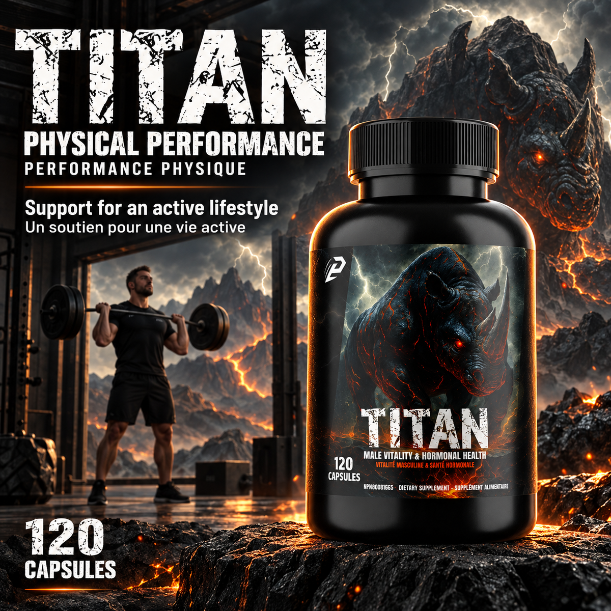 Titan Test 120 Capsules - Testosterone amplificator for Men