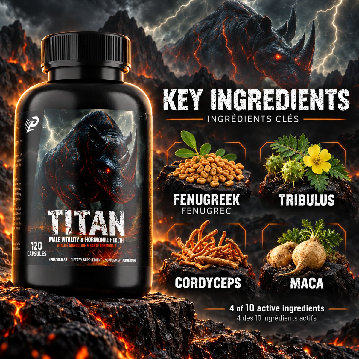 Titan Test 120 Capsules - Testosterone amplificator for Men