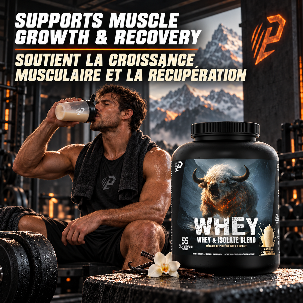 Predator Whey 2kg - Whey and isolate lactoserum protein powder Blend, 55 servings,