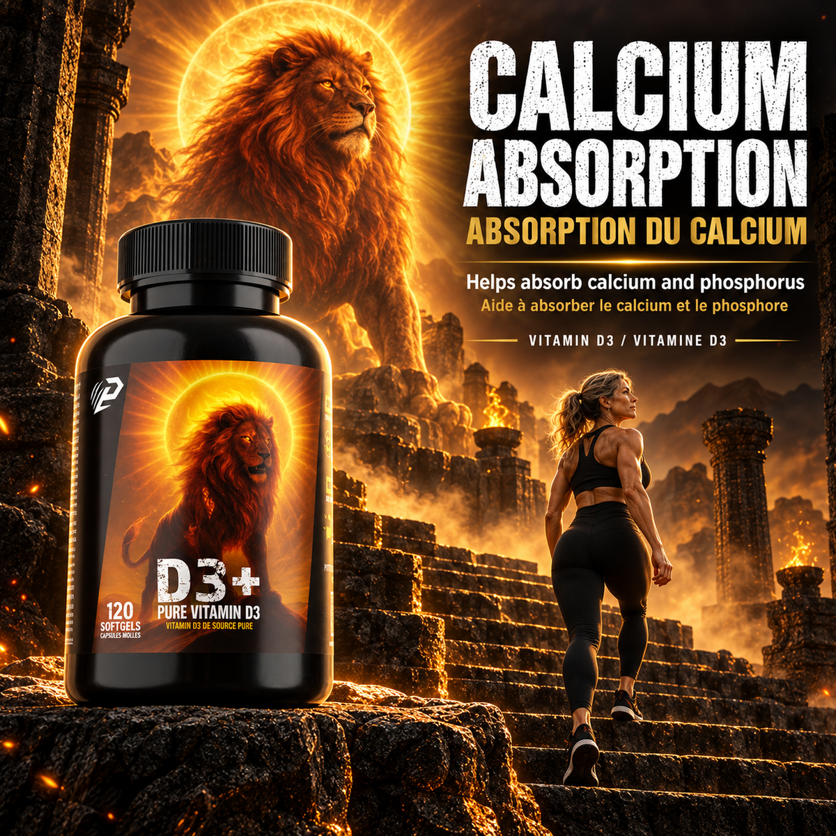 D3+ Pure Vitamin D3 Supplement 2,000 IU 120 Softgels