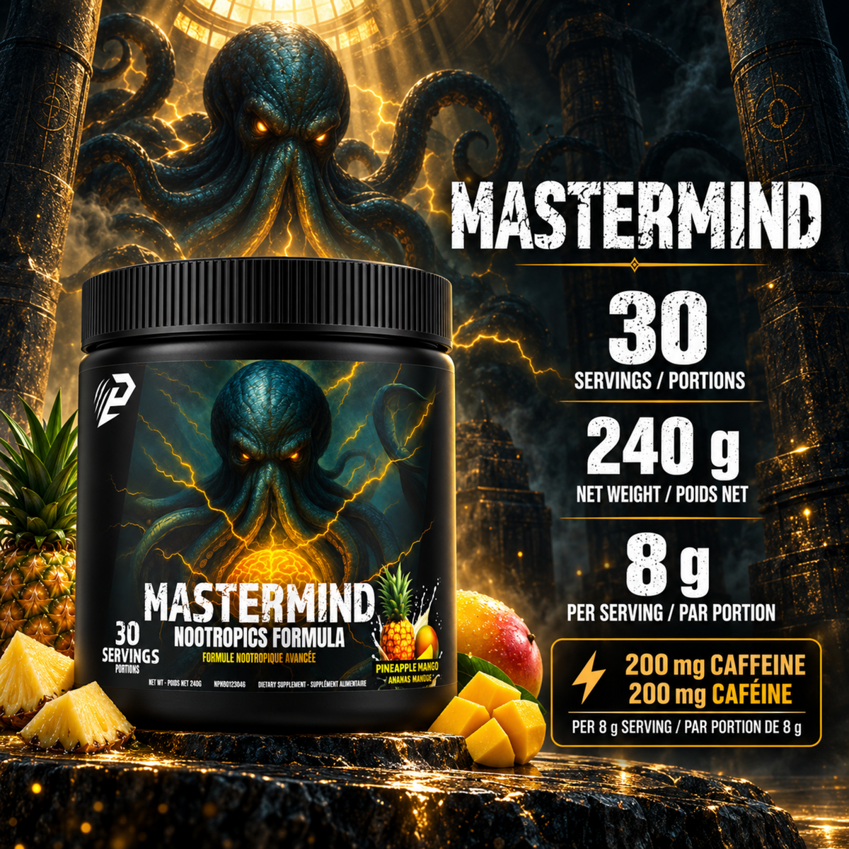 Mastermind 2.0 nootropics cocktail - Pineapple Mango 30 servings