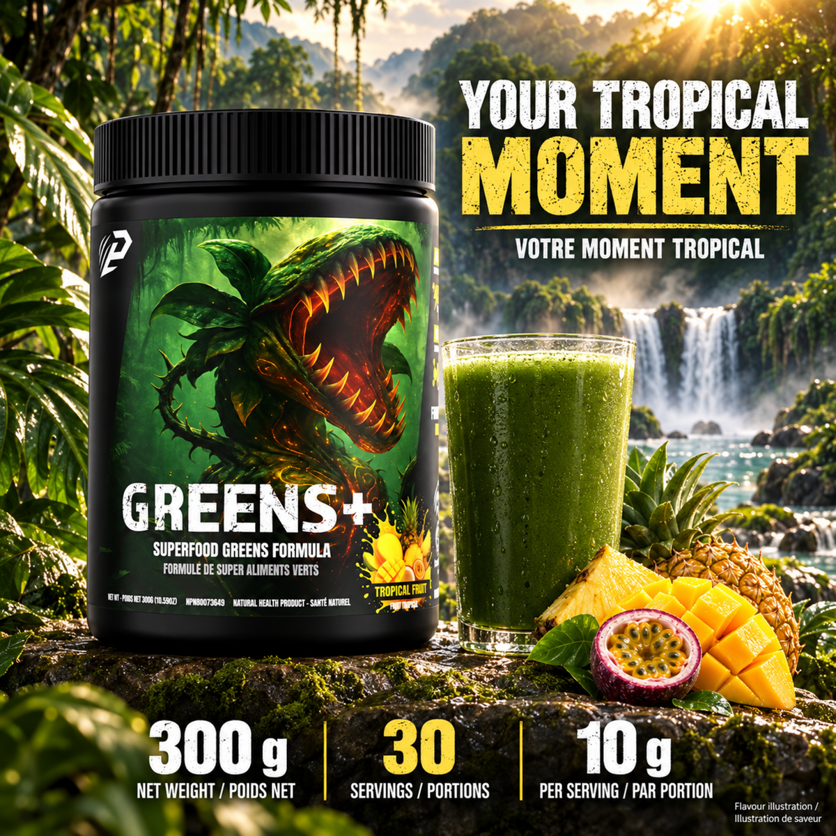 Greens+ - All in one green and fruit superfood formula, 30 servings, Tropical Punch Flavor …