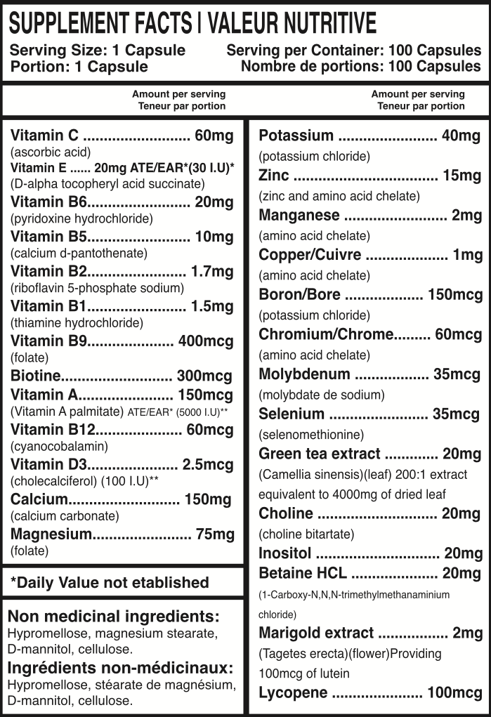 Predator Labs - Multi + 100 capsules - Complete unisex formula, Multi+ is the ultimate vitamin complex