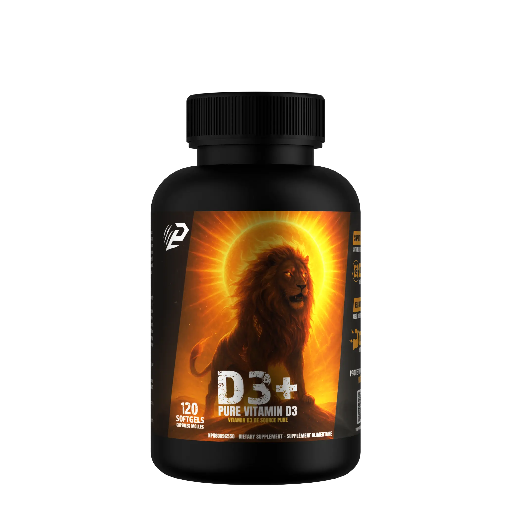 D3+ Pure Vitamin D3 Supplement 2,000 IU 120 Softgels