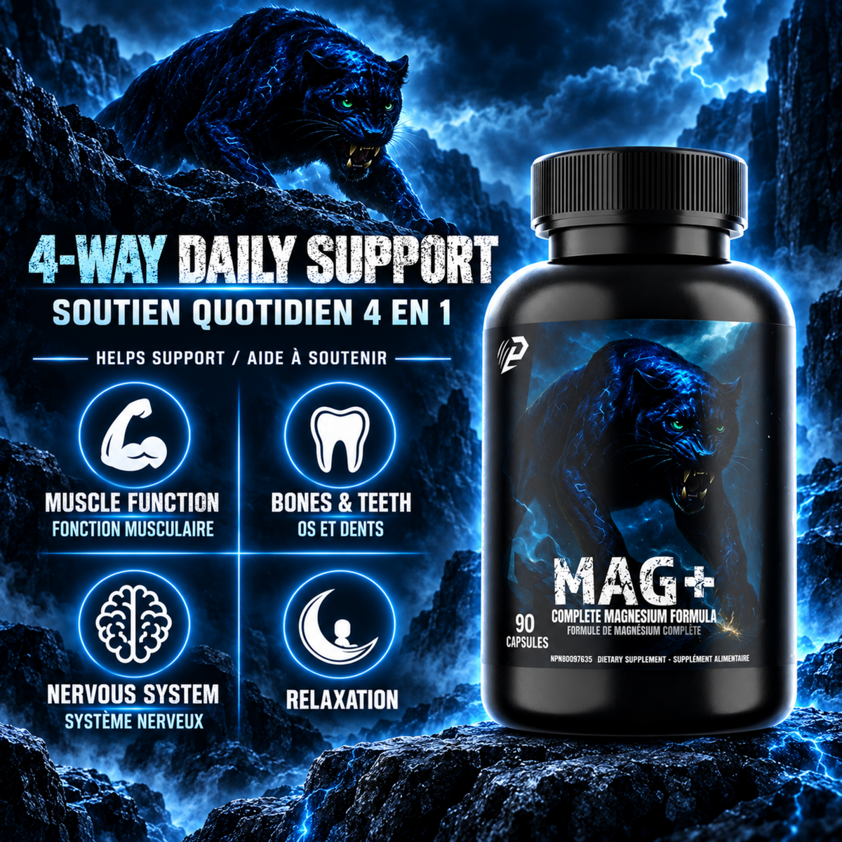 Mag+, superior magnesium formula 90 capsules,