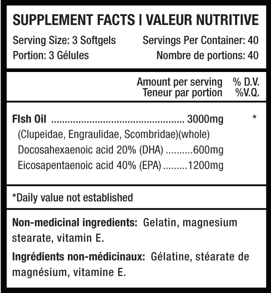 Omega 3+ 120 gels, 1000mg  Enhance cognitive health, Enhance mood balance