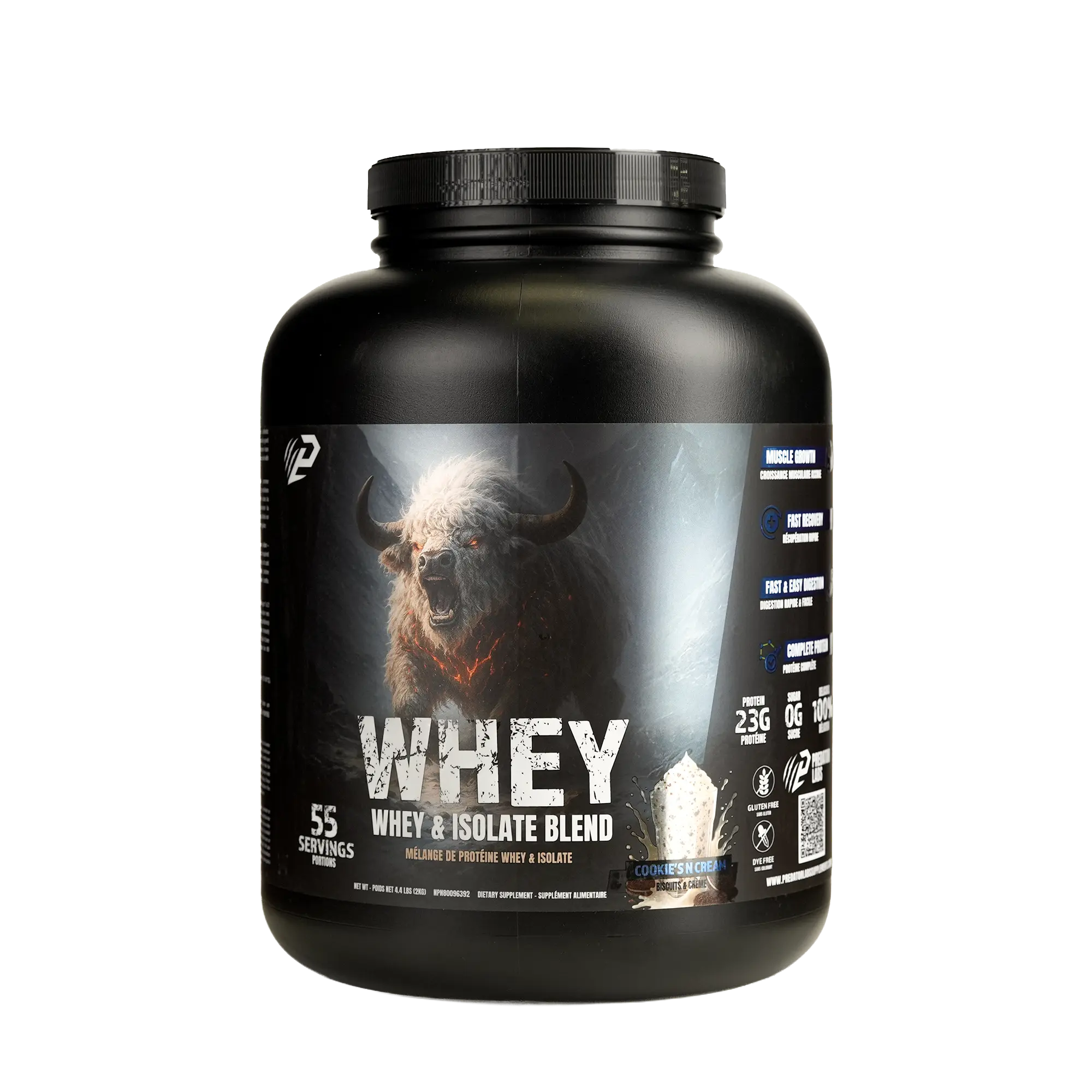 Predator Whey 2kg - Whey and isolate lactoserum protein powder Blend, 55 servings,